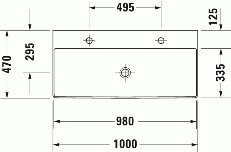 Duravit DuraSquare umywalka meblowa z 2 otworami na baterię 100 cm biała 2353100043