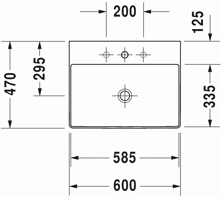 Duravit DuraSquare umywalka szlifowana z otworem na baterię 60 cm biała 2353600071