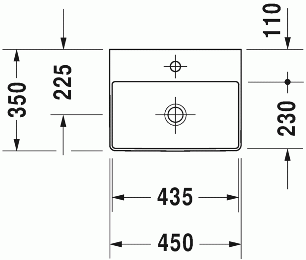 Duravit DuraSquare umywalka szlifowana bez otworu na baterię 45 cm biała 0732450079