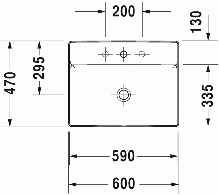 Duravit DuraSquare umywalka stawiana na blat z otworem na baterię 60 cm biała 2354600041