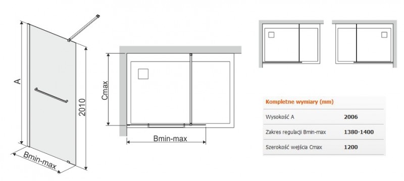 Sanplast Free Line II P/FREEII kabina typu WalkIN 140 cm chrom przeźroczyste 600261047042401