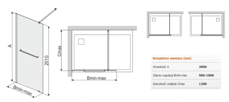 Sanplast Free Line II P/FREEII kabina typu WalkIN 100 cm chrom przeźroczyste 600261044042401