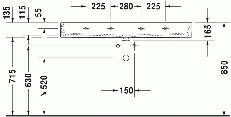 Duravit Vero Air umywalka meblowa 120 cm z przelewem bez otworu na baterię biały 2350120060