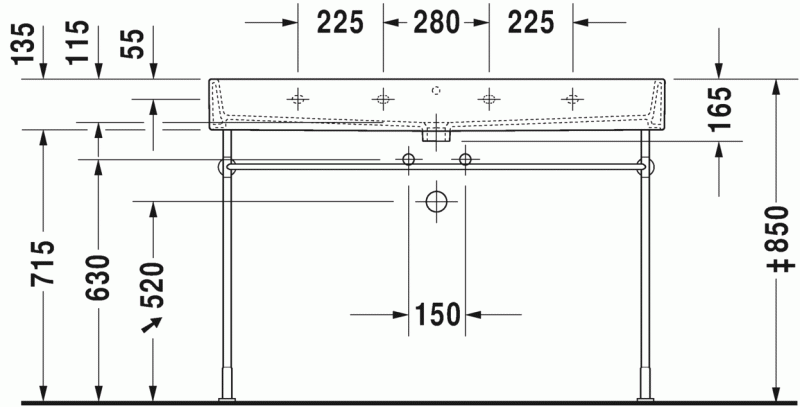 Duravit Vero Air umywalka meblowa 120 cm z przelewem bez otworu na baterię biały 2350120060