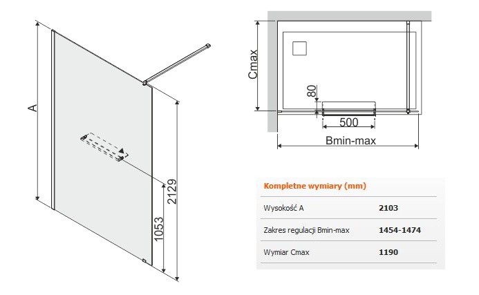 Sanplast Altus PIII/ALTIIa kabina typu WalkIn 150 cm chrom połysk przeźroczyste 600121299142401