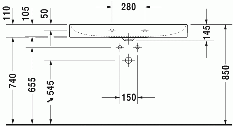 Duravit DuraSquare umywalka szlifowana bez otworu na baterię 100 cm biała 2353100079