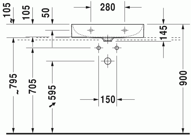 Duravit DuraSquare umywalka szlifowana bez otworu na baterię 60 cm biała 2353600079