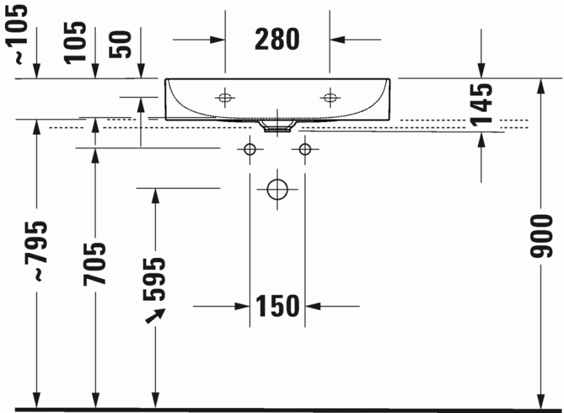 Duravit DuraSquare Compact umywalka szlifowana bez otworu na baterię 60 cm biała 2356600079