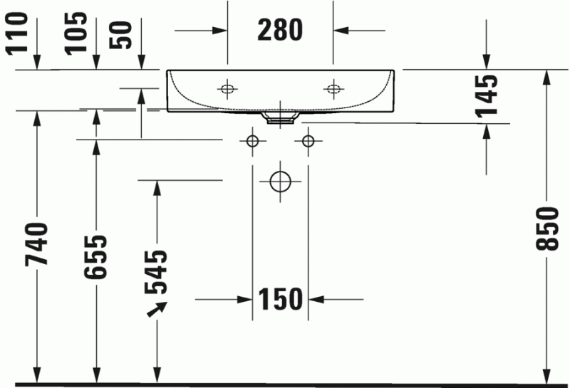 Duravit DuraSquare Compact umywalka meblowa bez otworu na baterię 60 cm biała 2356600070