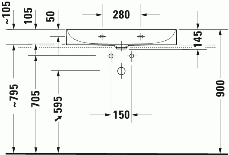 Duravit DuraSquare umywalka szlifowana z otworem na baterię 80 cm biała 2353800071