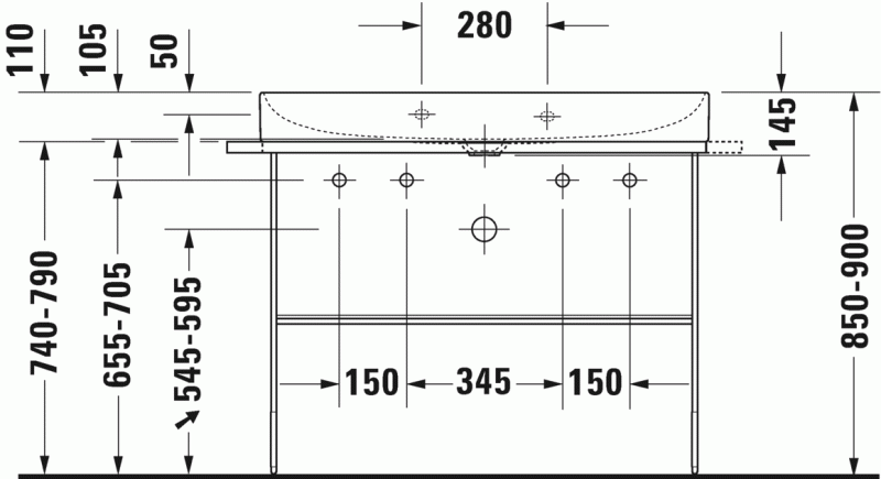 Duravit DuraSquare umywalka meblowa z 2 otworami na baterię 100 cm biała 2353100043