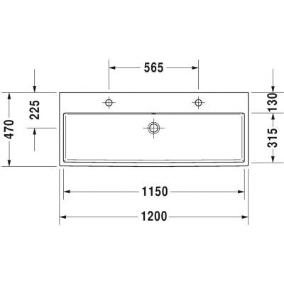 Duravit Vero Air umywalka szlifowana 120 cm bez przelewu z 2 otworami na baterię biały 2350120072