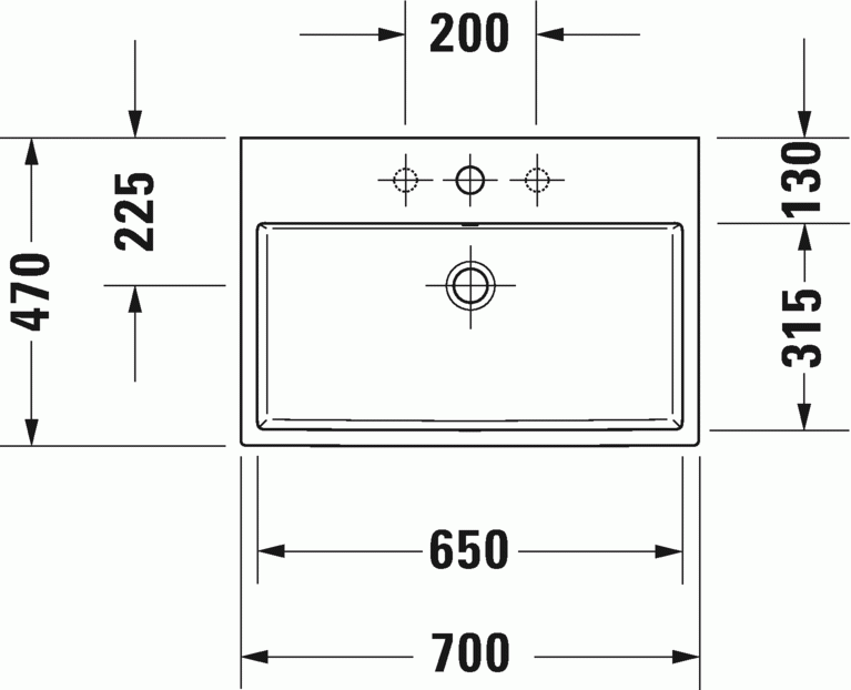 Duravit Vero Air umywalka meblowa 70 cm z przelewem bez otworu na baterię biały 2350700060