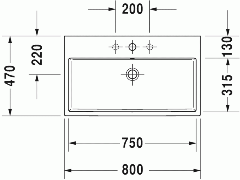 Duravit Vero Air umywalka meblowa 80 cm z przelewem i otworem na baterię biały 2350800000