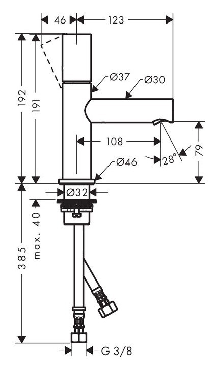 Axor Uno 80 bateria umywalkowa uchwyt zero nikiel szczotkowany 45005820