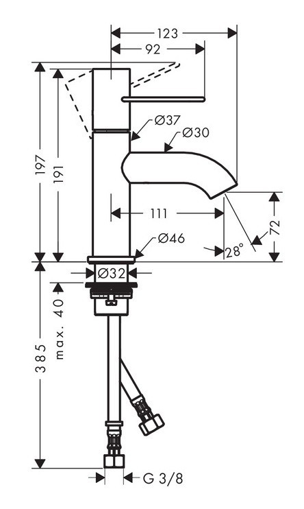 Axor Uno 70 bateria umywalkowa uchwyt loop nikiel szczotkowany 38021820