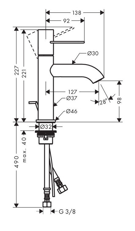 Axor Uno 100 bateria umywalkowa z korkiem automatycznym uchwyt loop nikiel szczotkowany 38023820