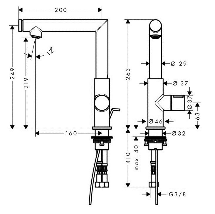 Axor Uno 220 bateria umywalkowa z korkiem automatycznym uchwyt select nikiel szczotkowany 45016820