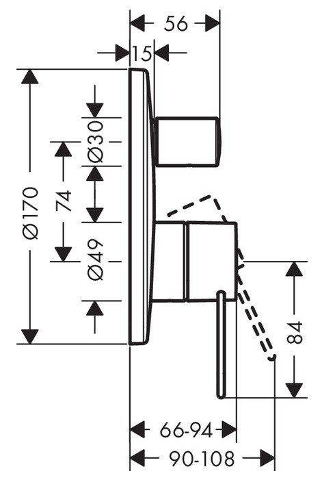 Axor Uno bateria podtynkowa wannowo-prysznicowa uchwyt loop nikiel szczotkowany 38426820