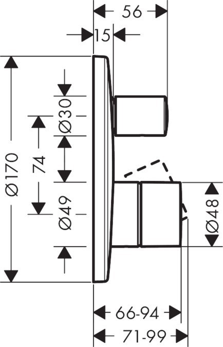 Axor Uno bateria podtynkowa wannowo-prysznicowa uchwyt zero nikiel szczotkowany 45405820