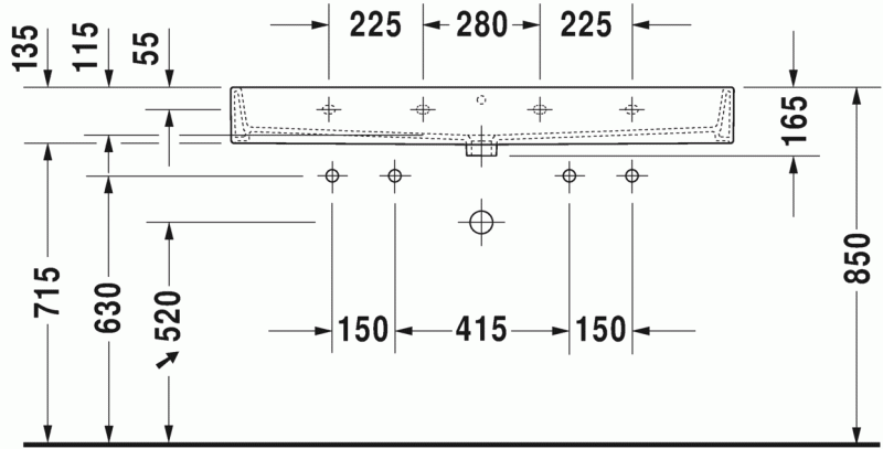 Duravit Vero Air umywalka meblowa 120 cm bez przelewu z 2 otworami na baterię biały 2350120043