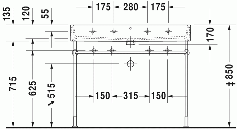 Duravit Vero Air umywalka meblowa 100 cm z przelewem i 2 otworami na baterię biały 2350100024