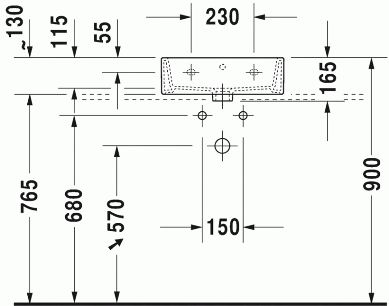 Duravit Vero Air umywalka meblowa 45 cm z przelewem bez otworu na baterię biały 0724450060