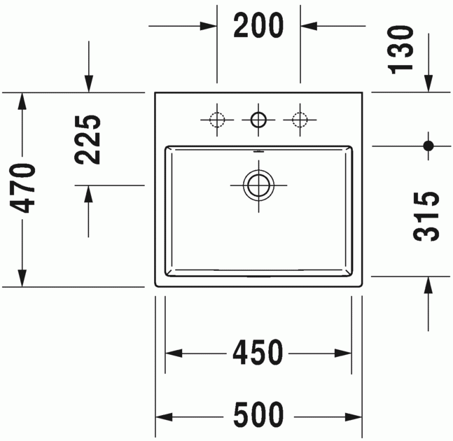 Duravit Vero Air umywalka szlifowana 50 cm z przelewem bez otworu na baterię tył glazurowany biały 2352500060