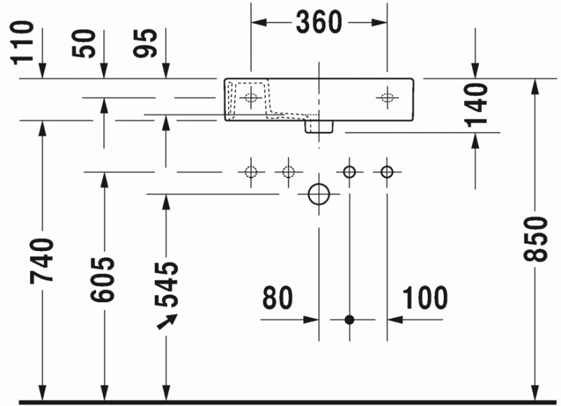 Duravit Vero Air umywalka meblowa mała 50 cm bez przelewu bez otworu na baterię biały 0724500000