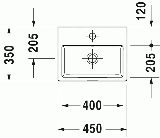 Duravit Vero Air umywalka meblowa 45 cm z przelewem bez otworu na baterię biały 0724450060