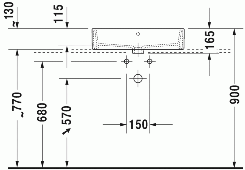 Duravit Vero Air umywalka szlifowana 60 cm z przelewem bez otworu na baterię tył glazurowany biały 2352600060