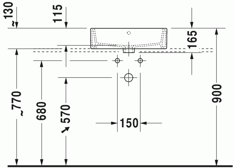 Duravit Vero Air umywalka szlifowana 50 cm bez przelewu i otworu na baterię tył glazurowany biały 2352500070