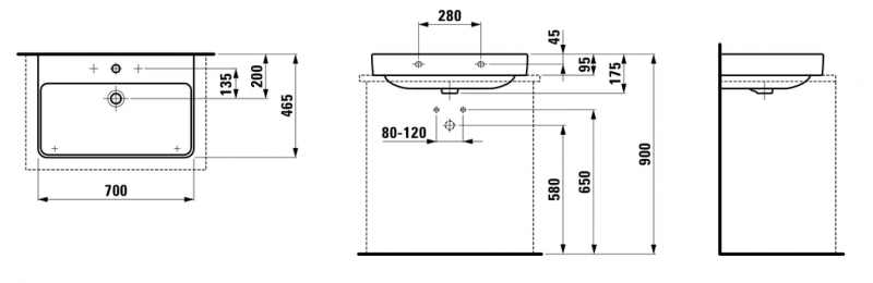 Laufen Pro-S umywalka szlifowana 70cm z otworem biały H8169670001041