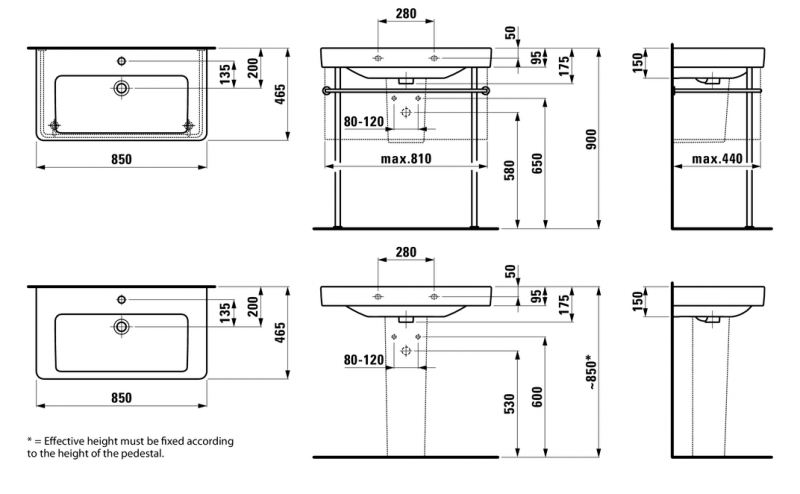 Laufen Pro-S umywalka 85cm z otworem biały H8139650001041