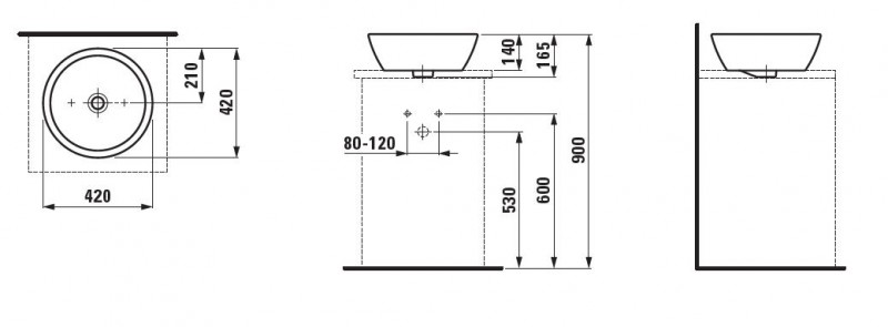 Laufen Pro umywalka stojąca na blacie 42cm z przelewem biały H8129620001091