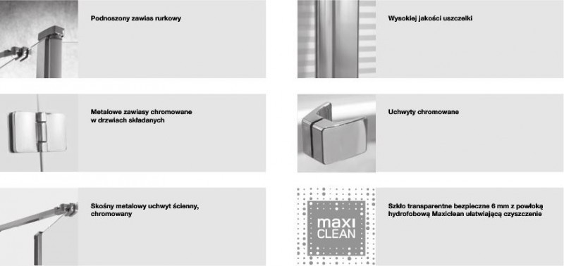 Roca Capital Rondo kabina półokrągła 90x90 drzwi otwierane z polem stałym chrom przeźroczyste MaxiClean AM4309012M