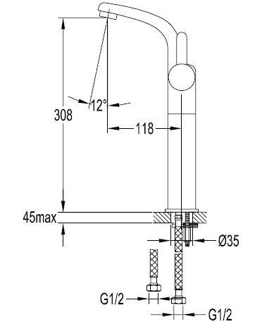 Omnires Darling bateria umywalkowa wysoka XL czarna DA5013BL