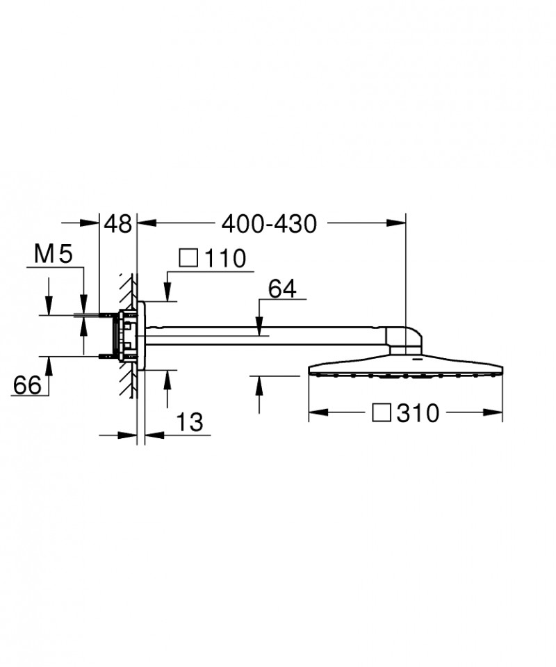 Grohe Rainshower 310 SmartActive deszczownica 31x31 z ramieniem 2 strumienie chrom 26479000