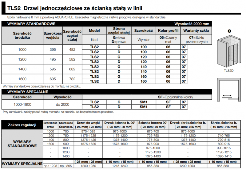 Sanswiss Top Line Black Line drzwi przesuwne jednoczęściowe PRAWE 160 cm do wnęki lub ścianki czarny mat przeźroczyste TLS2D1600607