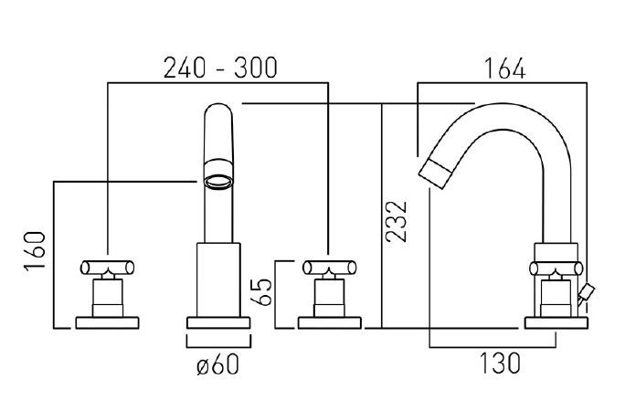 Vado Elements Water bateria umywalkowa trzyotworowa czarny szczotkowany IND-ELW101-BLK