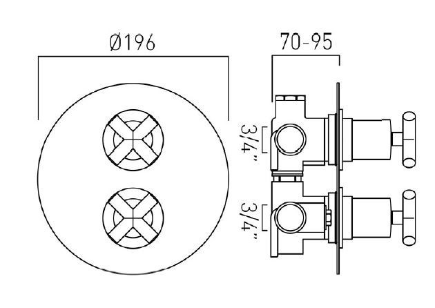 Vado Elements Water termostatyczna bateria podtynkowa 2-drożna nikiel szczotkowany IND-ELE148D/2-BRN