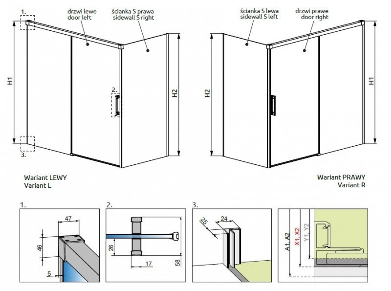 Radaway Idea Black PN DWJ+S zabudowa 140x75 parawan drzwi 140 cm lewe + ścianka 75 cm czarny przeźroczyste Easy Clean 10042140-54-01L+10005075-54-01R