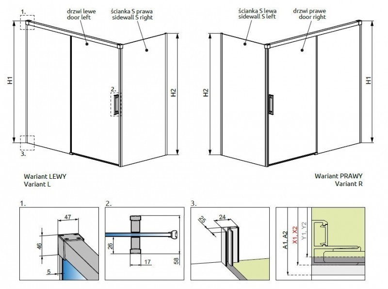 Radaway Idea Black PN DWJ+S zabudowa 140x80 parawan drzwi 140 cm prawe + ścianka 80 cm czarny przeźroczyste Easy Clean 10042140-54-01R+10005080-54-01L