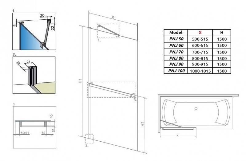 Radaway Idea PNJ parawan nawannowy jednoczęściowy z wieszakiem 80 cm L/P chrom przeźroczyste Easy Clean 10001080-01-01W