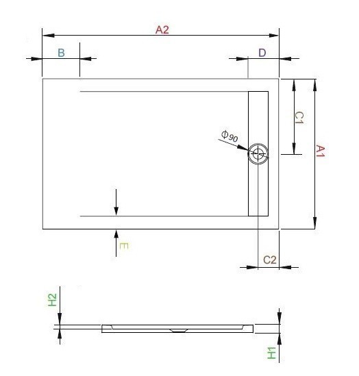 Radaway Teos F Stone brodzik prostokątny płaski 110x90 cm konglomerat efekt kamienia biały HTF11090-04