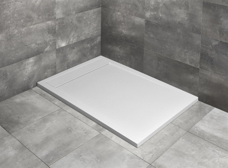 Radaway Teos F Stone brodzik prostokątny płaski 120x80 cm konglomerat efekt kamienia biały HTF12080-04