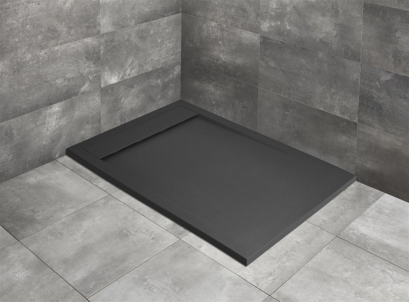 Radaway Teos F Stone brodzik prostokątny płaski 100x90 cm konglomerat efekt kamienia antracyt HTF10090-64