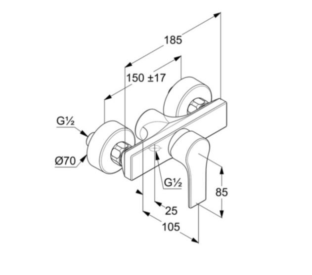 Kludi Zenta SL jednouchwytowa bateria natryskowa DN 15 chrom 48 870 05 65