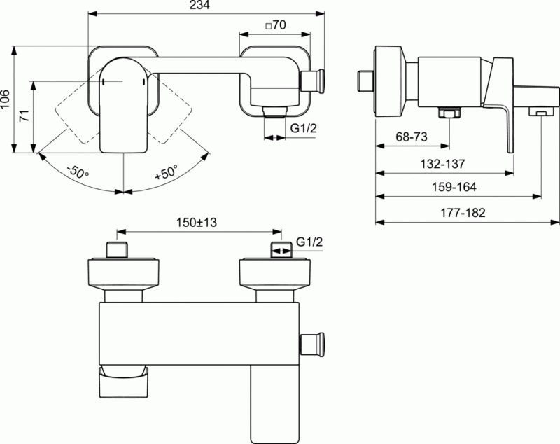 Ideal Standard Edge bateria wannowa ścienna chrom A7121AA