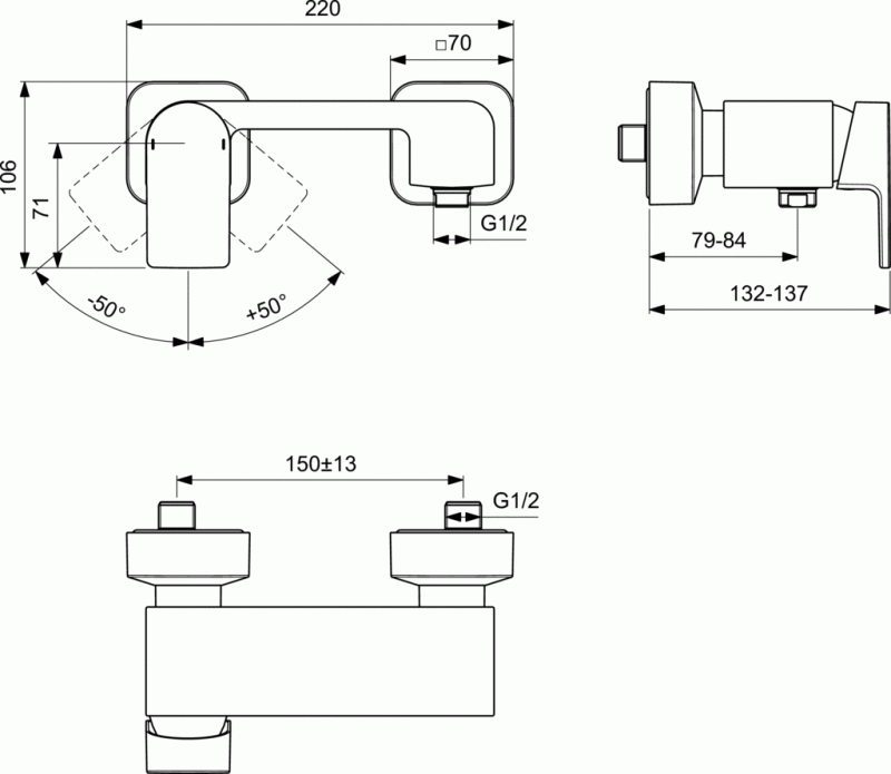 Ideal Standard Edge bateria natryskowa ścienna prysznicowa chrom A7120AA